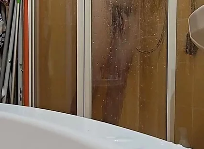 Hairy Guy Taking a Shower at His Female Friend’s Place