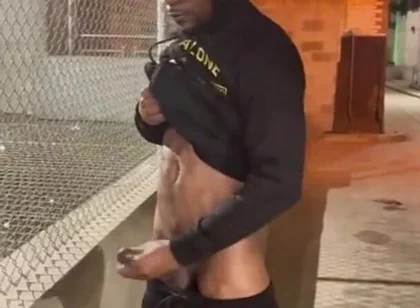 Outdoor Cumshot Stroking My Big Black Cock