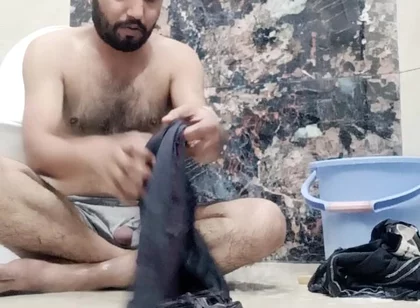 Indian Desi Man Enjoy Shower and Home Duty