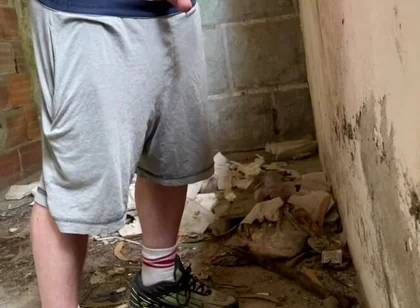 Boy Caught Pissing Handsfree in an Abandoned Building