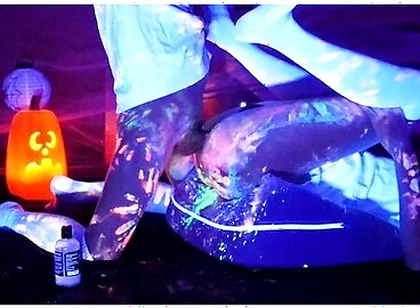 Femboys Messy Halloween Flip Fuck With Glow Paint