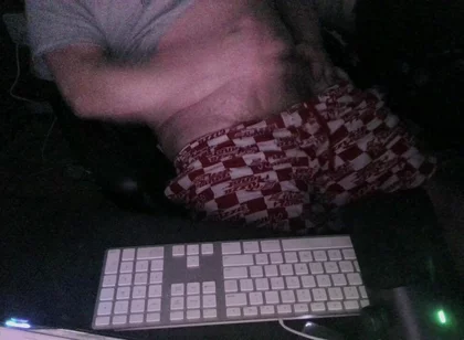 Night Time Masturbation Tease at My Computer with the Webcam on and the Night Time Ready for Action