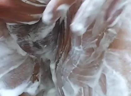 Standing Shaving in Bathroom and Cumshot