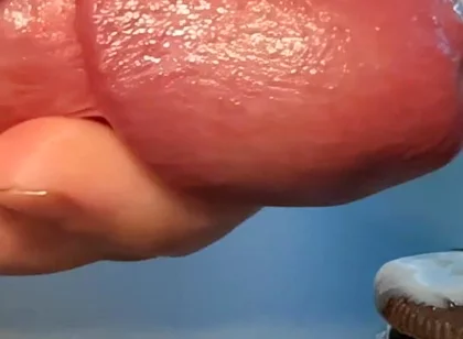 Slow-mo Oreo Cumshot: Dripping Sperm Load on Cookie Close-up!