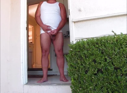 Side Door Jerkoff and Cum