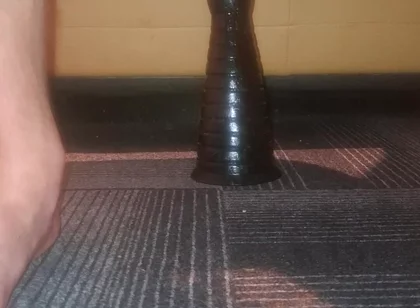 Hot gay twink NoFace Twink X riding huge toys