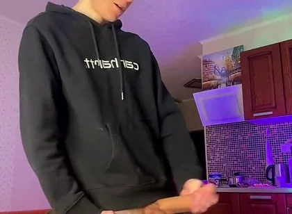 Skinny Boy Making a Huge Mess with His Thick Dick