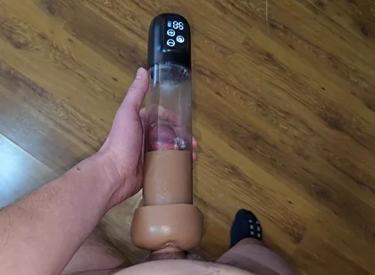 After Orgasm - Pumping My Cock in a Cum-filled Vacuum Pump