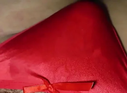 Wife's Sexy Red Thong Full of Cum!