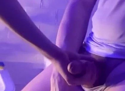 Amateur Boy Squirting Piss on His Step Dad and Sucking His Thick Cock (and Spitting on It) in the Bathroom