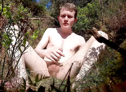 Naked in the Forest Jerking off