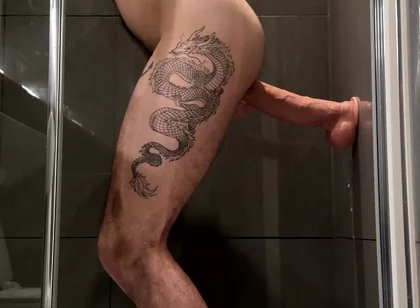 Hungry Locked Bottom Playing with Huge 10 Inches Monster Dildo