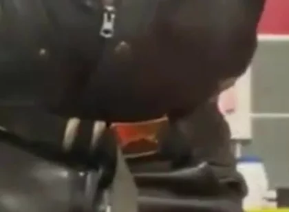 Leather Muscle Dad Smoking Solo Cock Scene