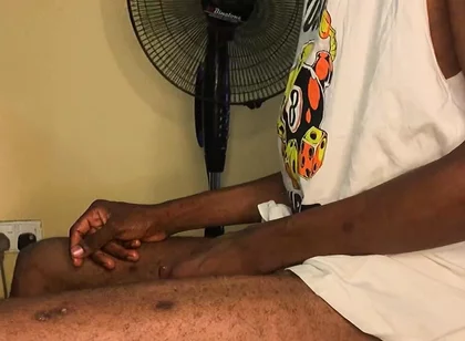 Skinny African Boy First Cum on Cam