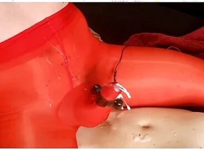 Sissy Boy Cumshot Through Nylon Bodysuit While Riding Fat Cock Anal Orgasm Lingerie