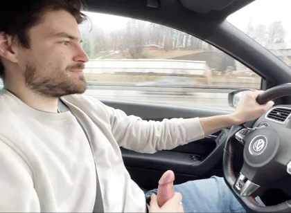 Almost Crashed the Car When I Jerked Him off and Him After His Orgasm