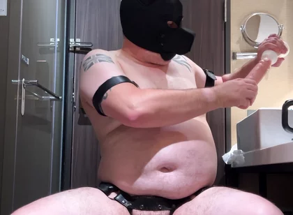 Dark Barker Dildo Pump and Cum