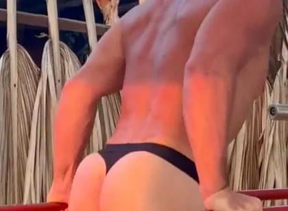 Dips for Triceps and Shoulders Workout Nude at the Beach