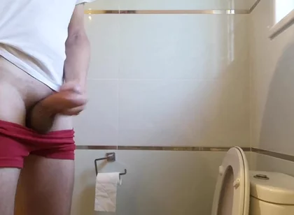 Filming Myself Jerking off Into the Toilet