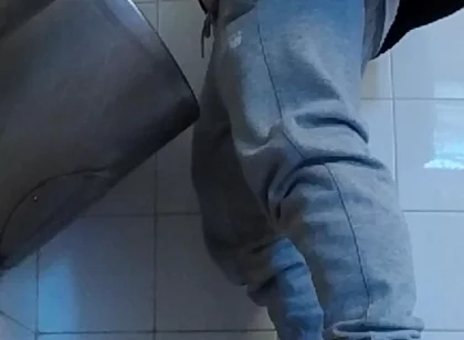 Amateur Boys in Sneakers Wank and Try Handjob in Public Toilets' Urinal