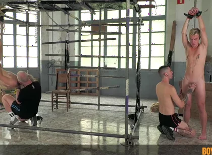 Dom Stepdaddy Uses Two Twinks : Master Kane Bounds And Torments Two Blonds - Sebastian Kane, Jan Blatnik And Mitch Schif