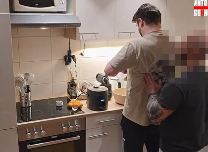 Straight Curious Guy Steven First Time Getting Fucked Bareback After Mutual Blowjob in the Kitchen