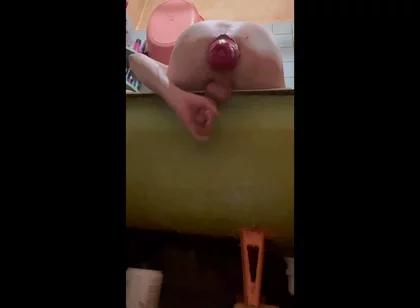 Masturbating a Cock and a Protruding Prolapse