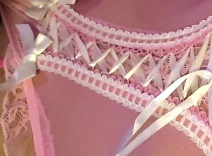 Crossdresser Cdmichelle Wearing Pink Lingerie Jacking off