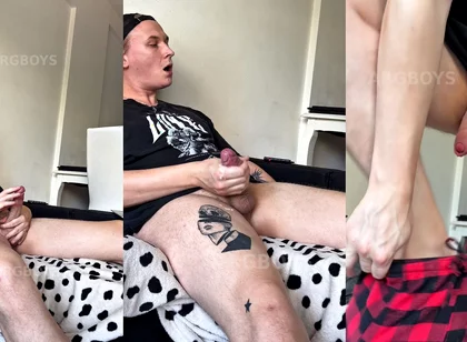 Young Blonde Guy Covered His Body with Cum After Jerking off