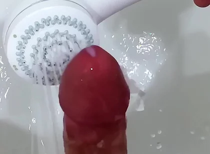 Shower Head Frenulum Orgasm and Cum