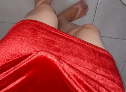 Crossdresser Cum Inside Sexy Velvet Dress