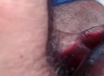 Dark-skinned Latino Man Playing with His Sex Toy and Masturbating His Thick, Uncut Cock