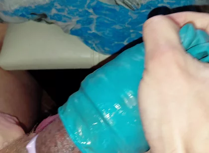 Big tattooed cock fucks masturbator