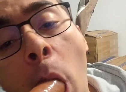 College Boy Sucks Stepdaddy's Cock Until He Cums in His Mouth (dildo)