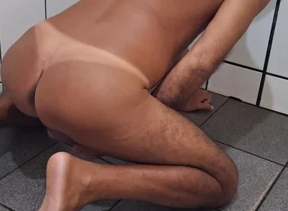 Sissy Ladysilva in the Bathroom Naked Showing off Her Tanned Ass with Sexy Mark