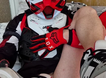 In Biker Gear, He Brought to Orgasm