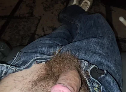 Wanking My Big Dick in Jeans, Topless, Spitting, Cumshot