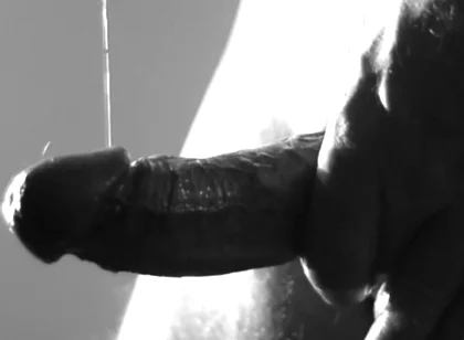 Stroking Hard Cock in Black and White with Lots of Cum