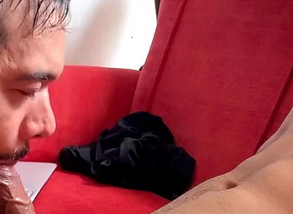 Relaxing in the Living Room While I Get a Blowjob