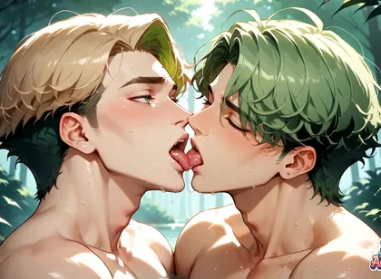 Green-haired Forest Muscles: Gay Cum Shot
