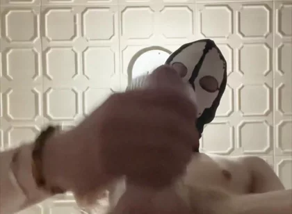 7 Inch (18cm) Hot Cock Owned by a Masked Slim Twink. Flashlight Intense Masturbation, Moaning. Full Video