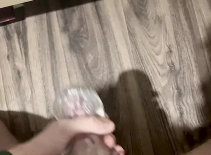 Horny Twink Needed a Release. Big Cumshot, Fucking a Flashlight, Intensive Masturbation. POV 4K Full HD