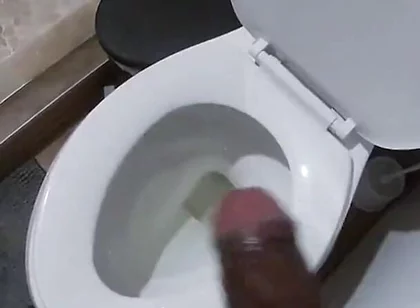 Stroking My BBC Peeing in the Toilet POV