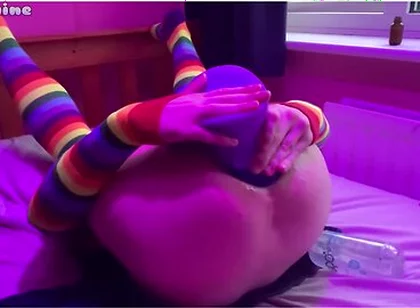 Size Queen Femboy Raine Stretched By Huge Toys!