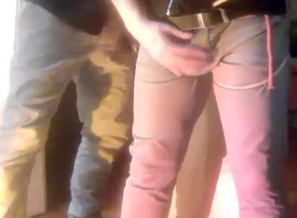 Pee Desperation: Tied up Guy Tries to Withstand While His Cock and Balls Are Played with. He Gets a Boner and Finally Wets Himself
