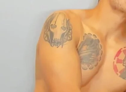 Slim Twink Masturbating with Colombian Macho's Xxl Fat Cock