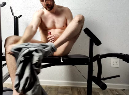Bicep Curls and Jerking in Grey Sweats