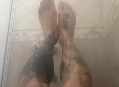 My Tatted Feets in Shower