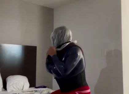 Latex Sissy Tries Breathplay for the First Time