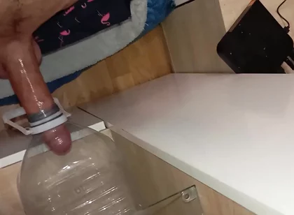 The Stud with the Big Cock Is Eager to Fuck an Ass, Cumshot in the Mouth of the Bottle!